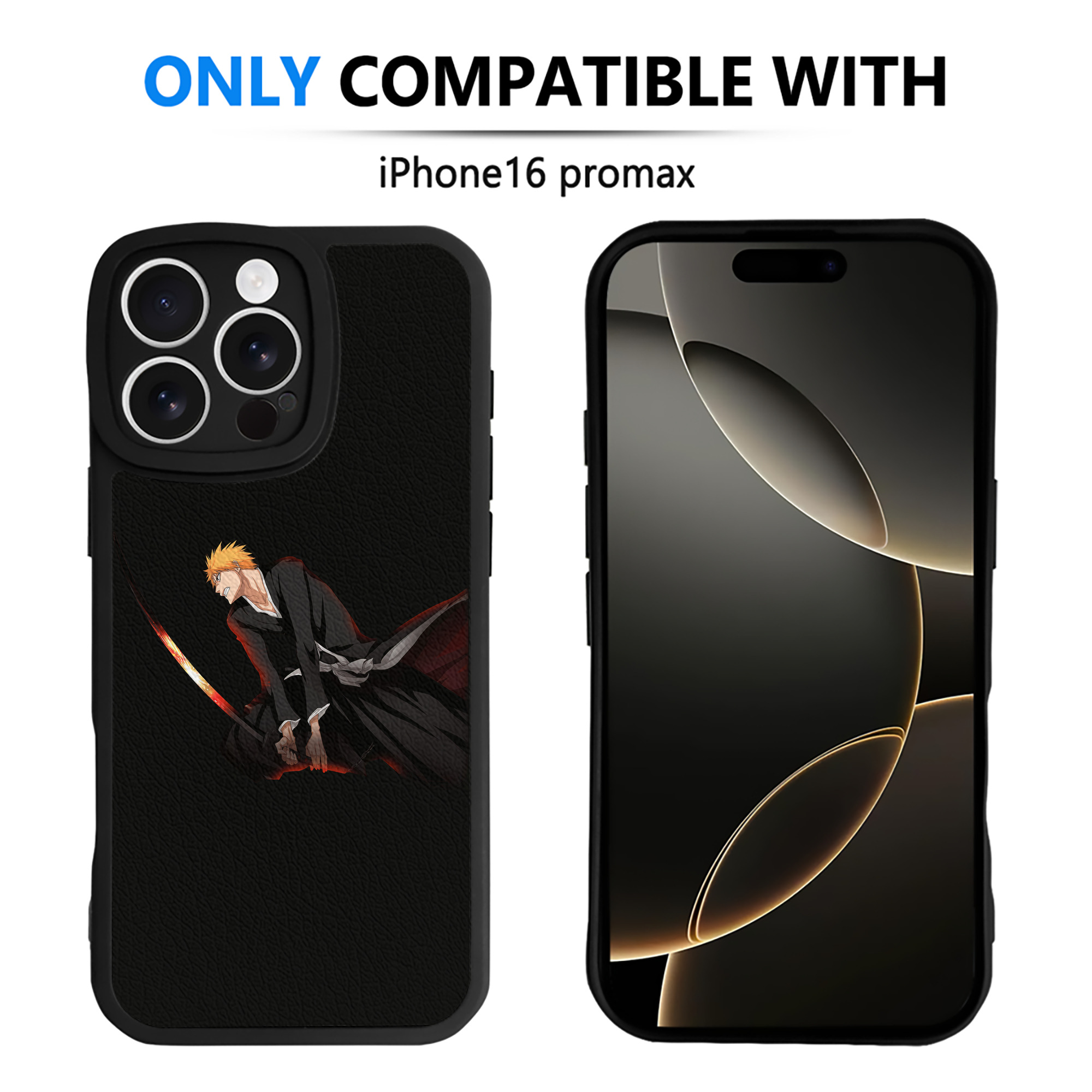 ブリーチ 黒崎一護（くろさき いちご）BLEACH Kurosaki Ichigo 【iPhone 16シリーズ対応】シリコンスマホケース（レザー調） 材質：シリコン